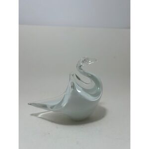 Mery Bomboniere Italian Art Glass Swan Bowl White Cased Hand Made in Italy